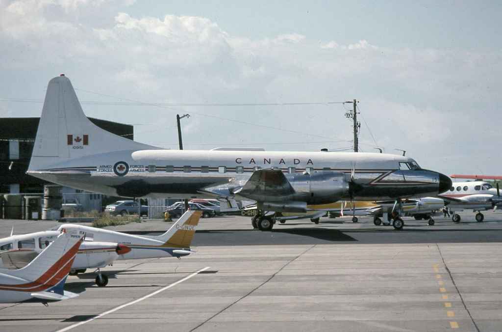Canadian Armed Forces Canadair CC-109 Cosmopolitan 109151 at Vancouver October 1978.