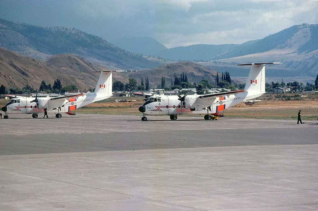 Canadian Armed Forces DHC-5 Buffalo 115454 at location not known with a sistership September 1975.