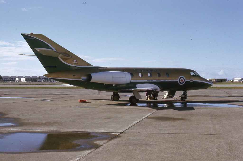 Canadian Armed Forces Airborne Sensing Unit Falcon 117508 at the YVR AMU April 1974.