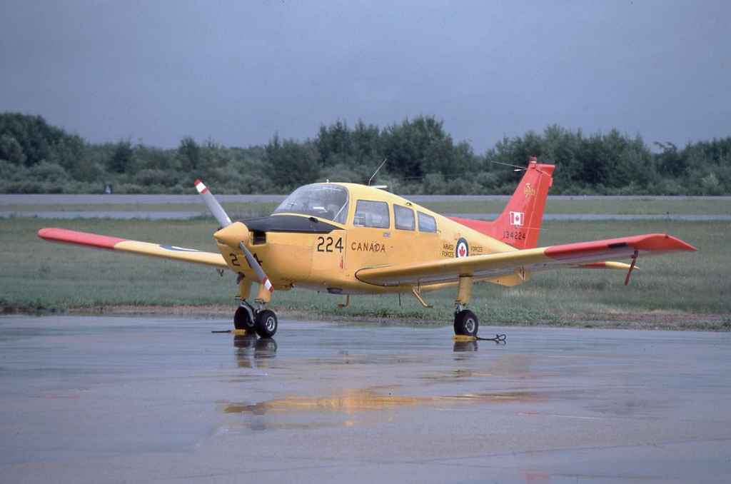 Canadian Armed Forces Beech Muskateer 134224 at CFB Moose Jaw July 1977.