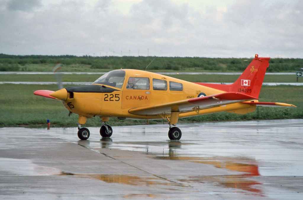 Canadian Armed Forces Beech Muskateer 134225 at CFB Moose Jaw July 1977.