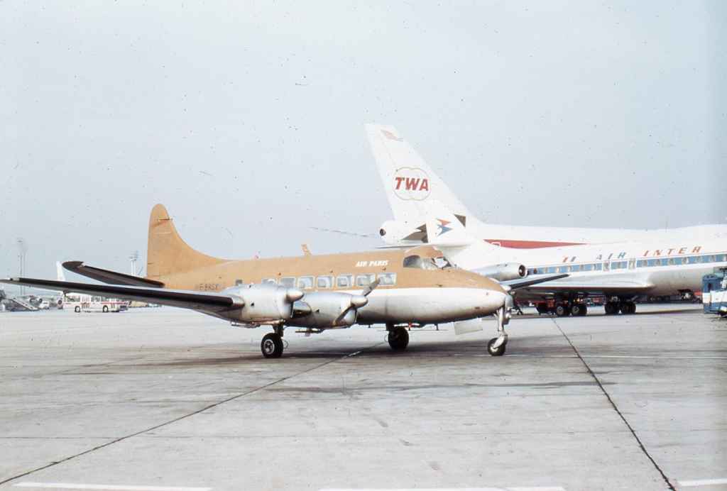 Air Paris De Havilland Heron F-BRSK at Paris Orly August 1970.