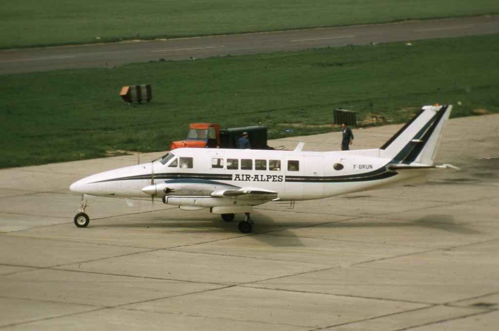 Air Alpes Beech 99 F-BRUN at Dusseldorf August 1971.