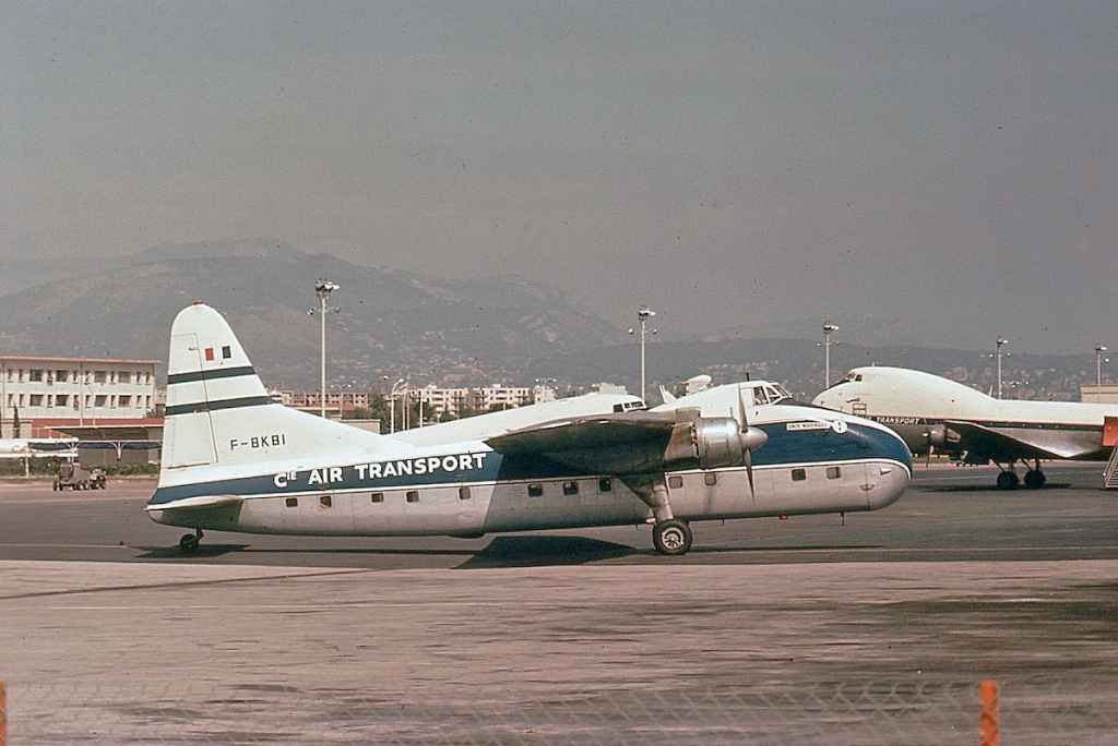 CIE Air Transport Bristol Freighter Mark 32 F-BKBI possibly at Nice, circa late 1960s.