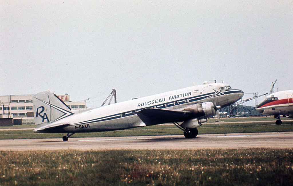 Rousseau Aviation DC-3 F-BAXR at London Heathrow circa mid to late 1960s.