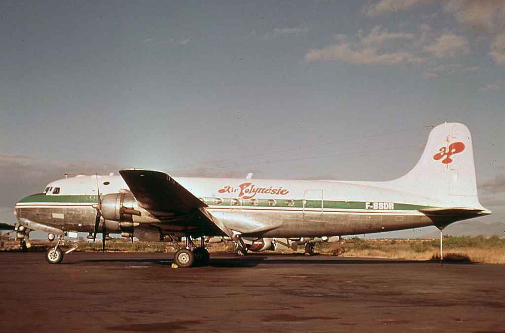 Air Polynesie DC-4 F-BBDR at Faaa airport Tahiti circa early 1970s.