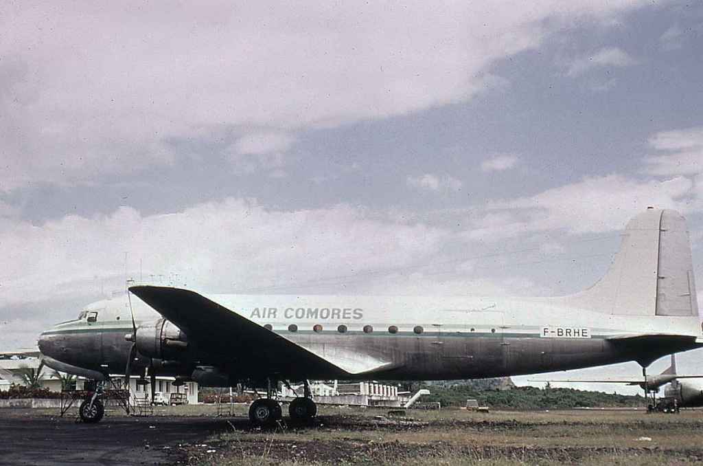 Air Comores DC-4 F-BRHE seen in Comores circa 1971.