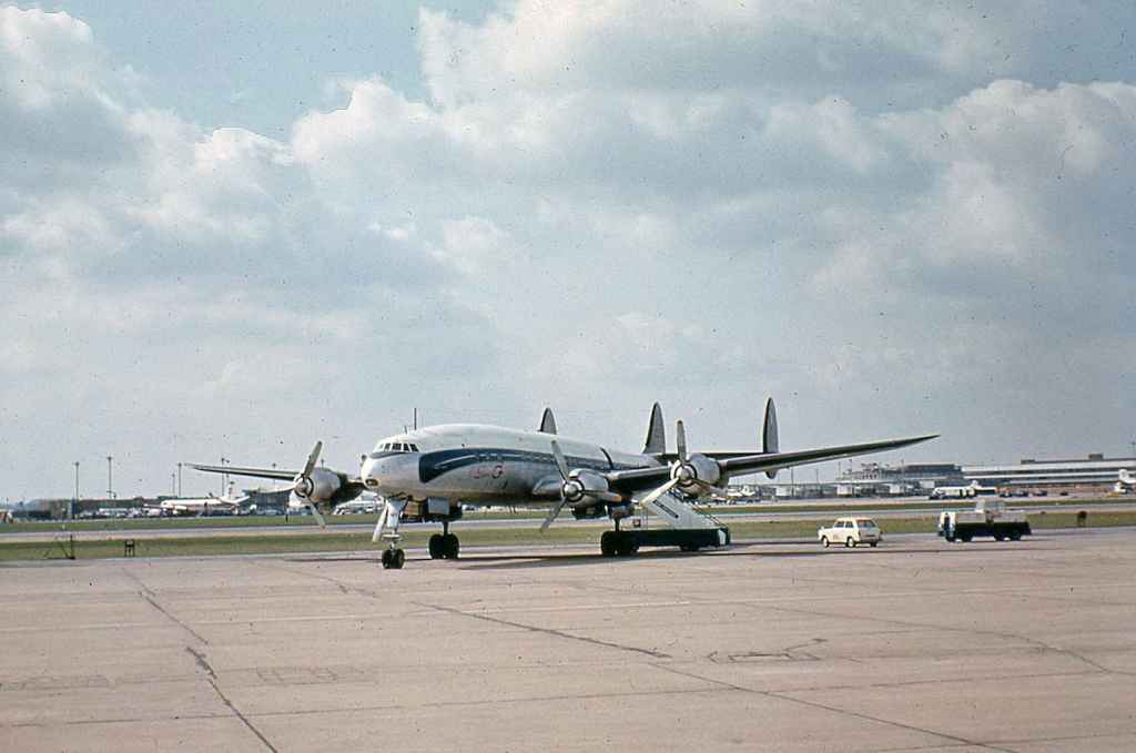 CATAIR L-1049C Constellation F-BHMI at London Heathrow circa mid 1960s.