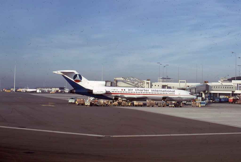Air Charter International 727-214 F-BPJU at Amsterdam in October 1973.