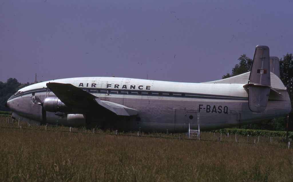 Air France Breuguet 763 Deux Ponts F-BASQ circa early 1970s storage.