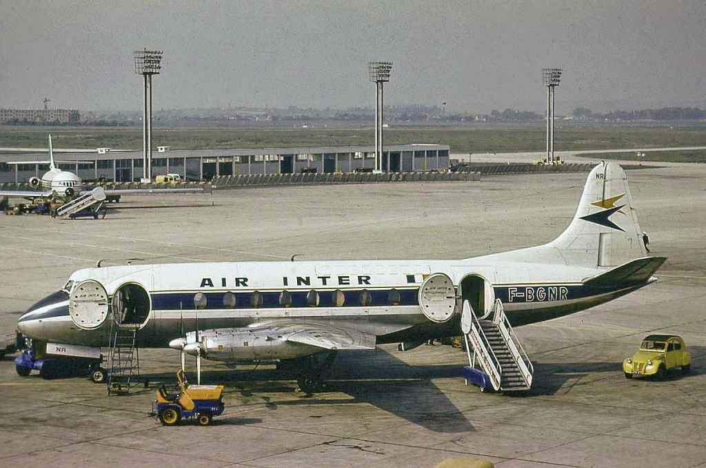 Air Inter Viscount 700 F-BGNR at Paris Orly circa mid to late 1960s.