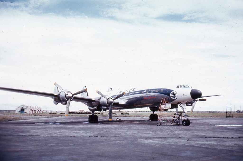 Air France Lockheed L-1649 Starliner reg not visible at Tokyo Haneda circa 1960 or 1961.