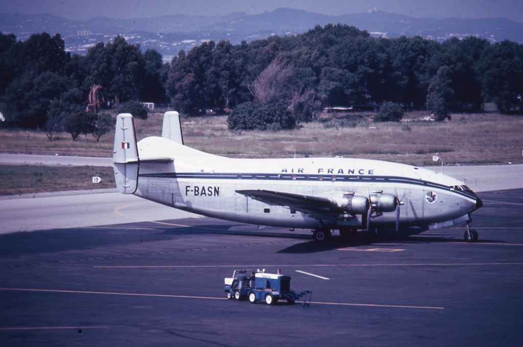 Air France Deux Ponts F-BASN possibly Nice, circa mid 1960s.