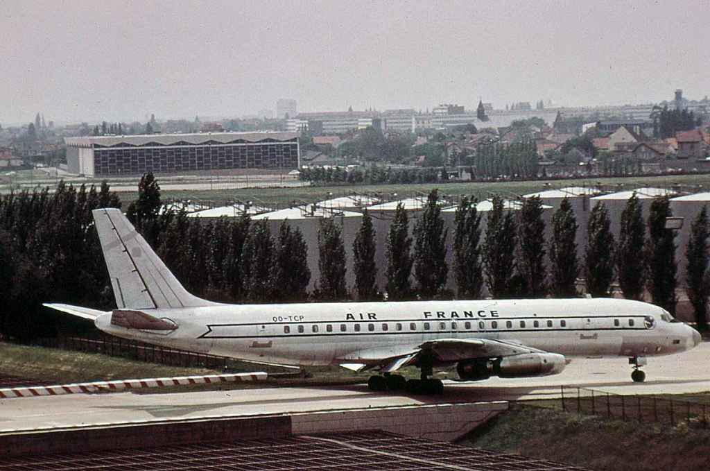 Air France short term lease DC-8-30 OO-TCP at Paris Orly circa late 1960s.