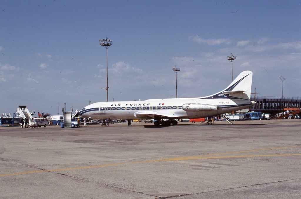 Air France Se210 Caravelle F-BJTS at Rome May 1973.