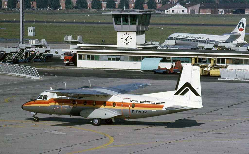 Air Alsace Nord 262 F-BVRV at Paris Orly circa late 1960s or early 1970s.