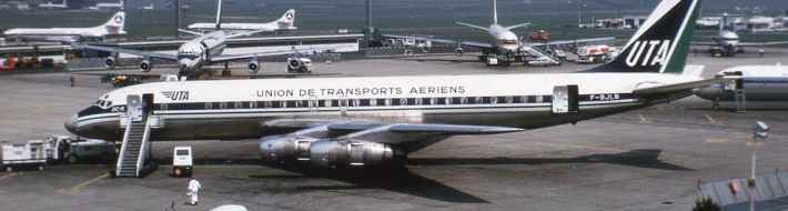 The Airlines of France in the 1960s and 1970s – A Pictorial History Union De Transports Aeriens DC-8-54 F-BJLB at Paris Orly August 1971.