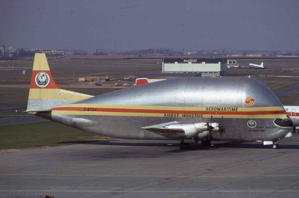 Aeromaritime Airbus Industrie Super Guppy F-BTGV at Paris Orly circa early 1970s.