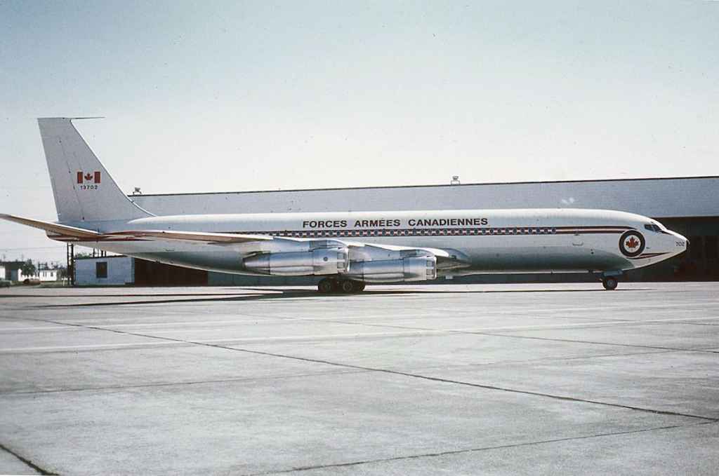 Canadian Armed Forces Boeing 707 CC-137 13702 at Vancouver's AMU facility circa 1970.