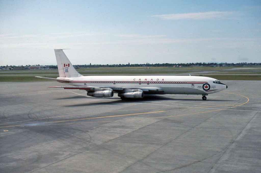 Canadian Armed Forces Boeing 707 CC-137 13705 at Vancouver mid 1980s.