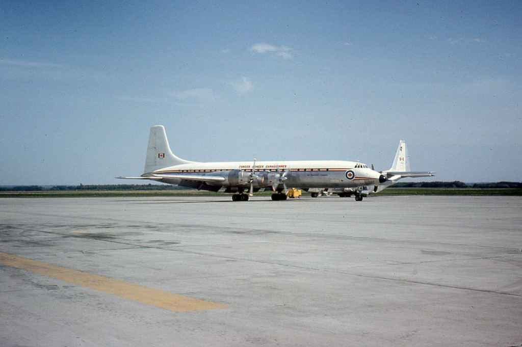 RCAF Royal Canadian Air Force Canadair CL-44 Yukon 15924 at CFB Namao June 1969.