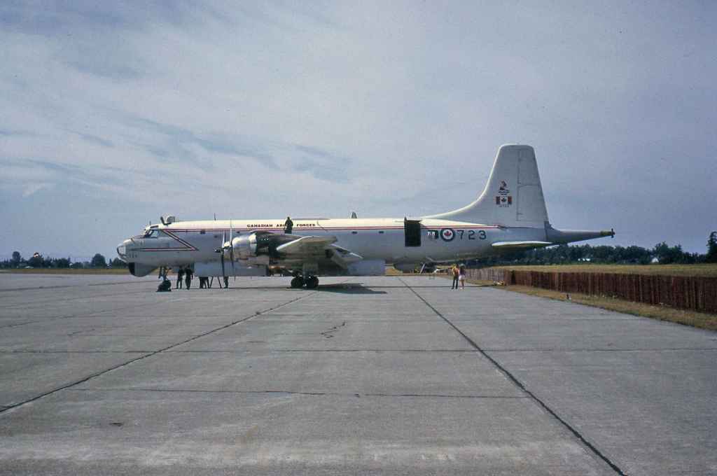 Canadian Armed Forces Canadair Argus 10723 at Abbotsford August 1972.