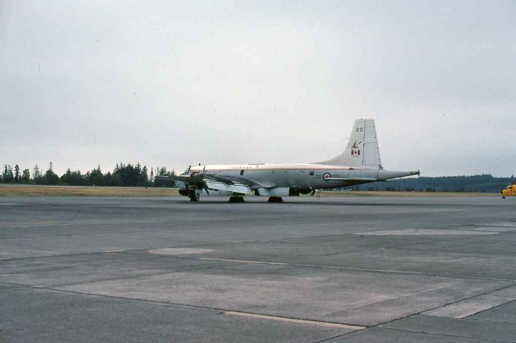 Canadian Armed Forces Canadair Argus 10720 at CFB Comox September 1979.