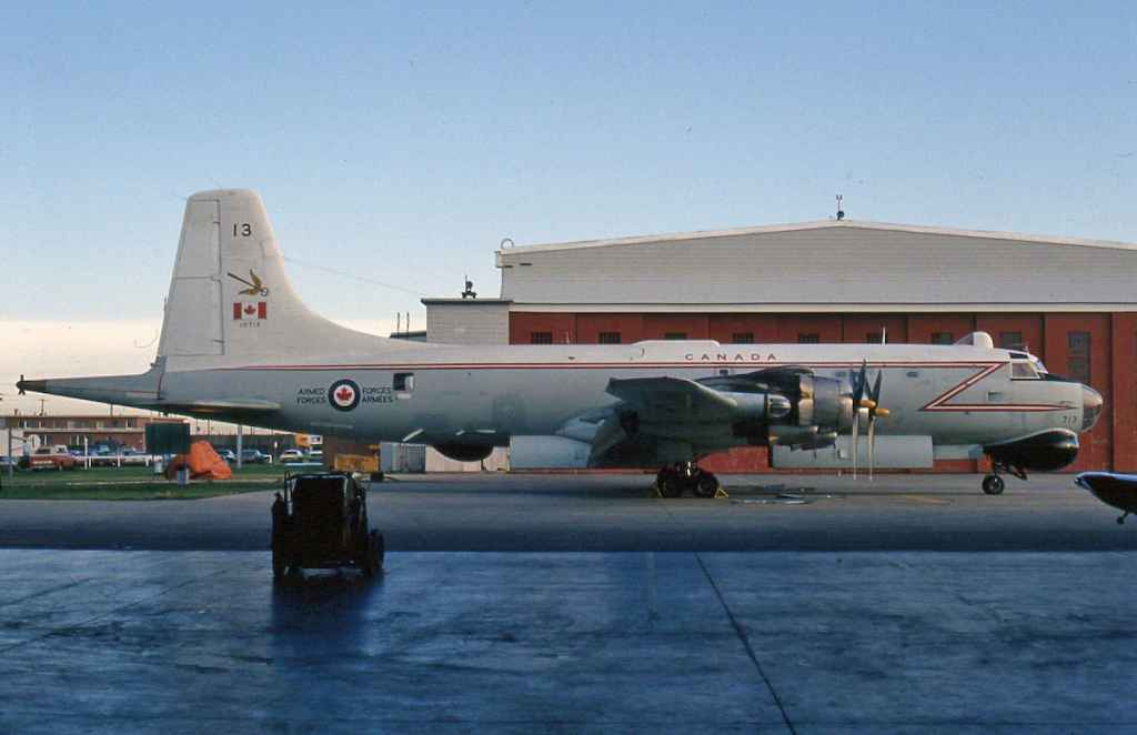 Canadian Armed Forces Canadair Argus 10713 possibly at CFB Comox September 1980.