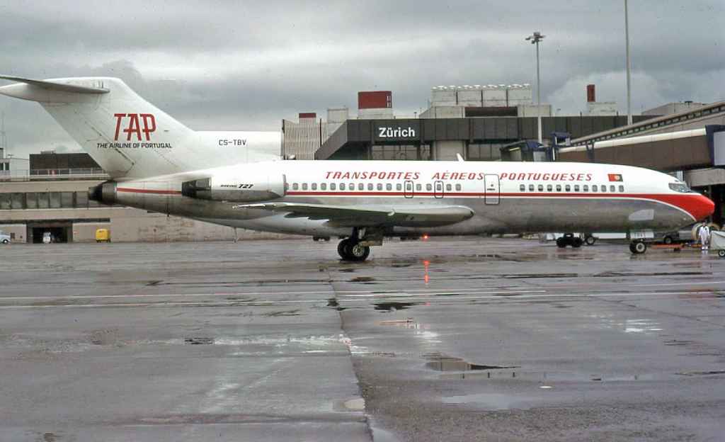 TAP Portugal 727-100 CS-TBV at Zurich Kloten August 1978.