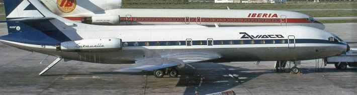 Airlines of Spain 1960s-1970s – A Pictorial History Aviaco Se210 Caravelle EC-AXU at Palma 1973.