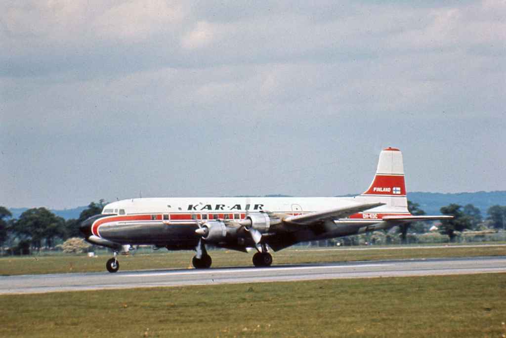KAR-AIR DC-6B OH-KDC Zurich Kloten circa 1960s.