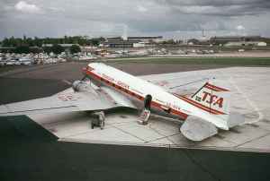 Transair Sweden DC-3 SE-BSN at Copenhagen circa late 1960s.