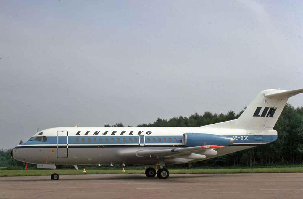 Linjeflyg Fokker F28 SE-DGC circa mid 1970s taken somewhere in Sweden.