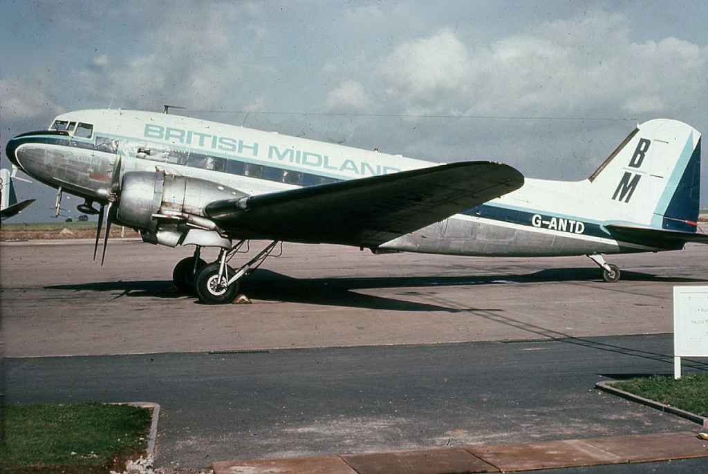 British Midland DC-3 G-ANTD circa mid 1960s.