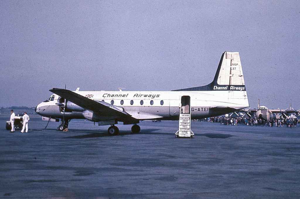 Channel Airways HS748 G-ATEI at a UK public display circa mid to late 1960s.
