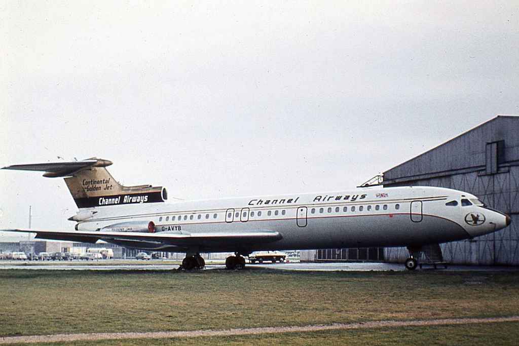 Channel Airways Trident II G-AVYB early 1970s location not known.