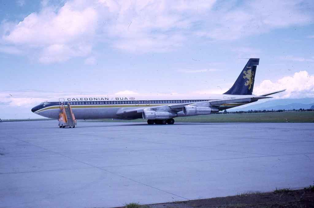 Caledonian / British United 707 G-AWWD on a charter visit to Vancouver June 1971.