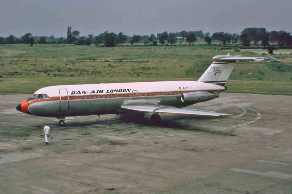 Dan-Air London BAC One Eleven G-AXCP at Manchester July 1970.
