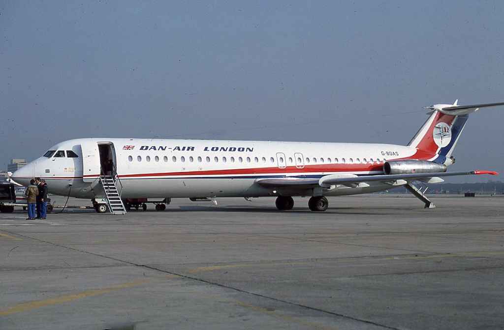 Dan-Air London BAC One Eleven G-BOAS at London Gatwick 1979.