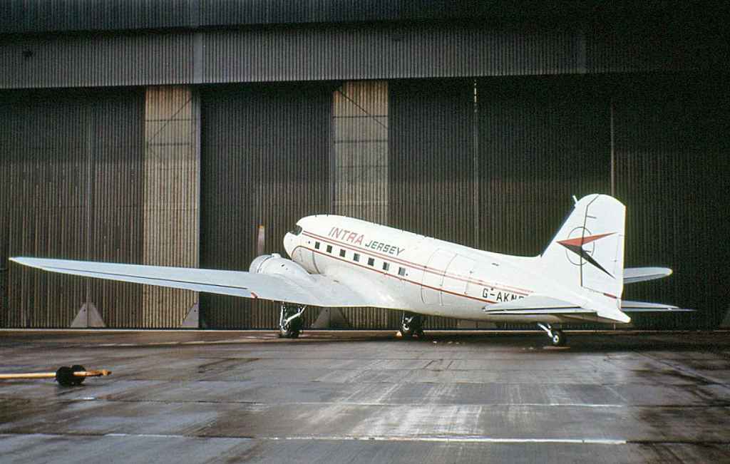INTRA Jersey DC-3 G-AKNB circa early 1970s.