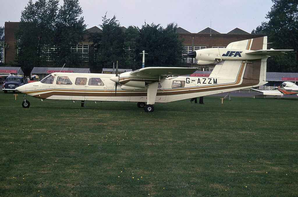 JF Airlines Britt Norman BN-2 Trislander G-AZZM circa mid 1970s.
