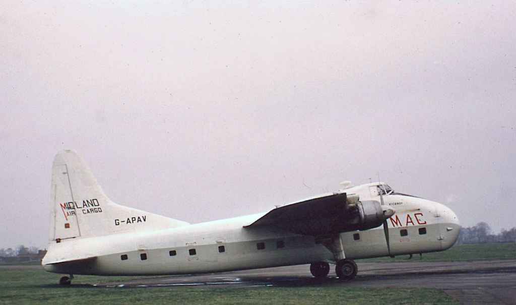 Midland Air Cargo Bristol Super Freighter Mark 32 G-APAV May 1971, somewhere in the UK.