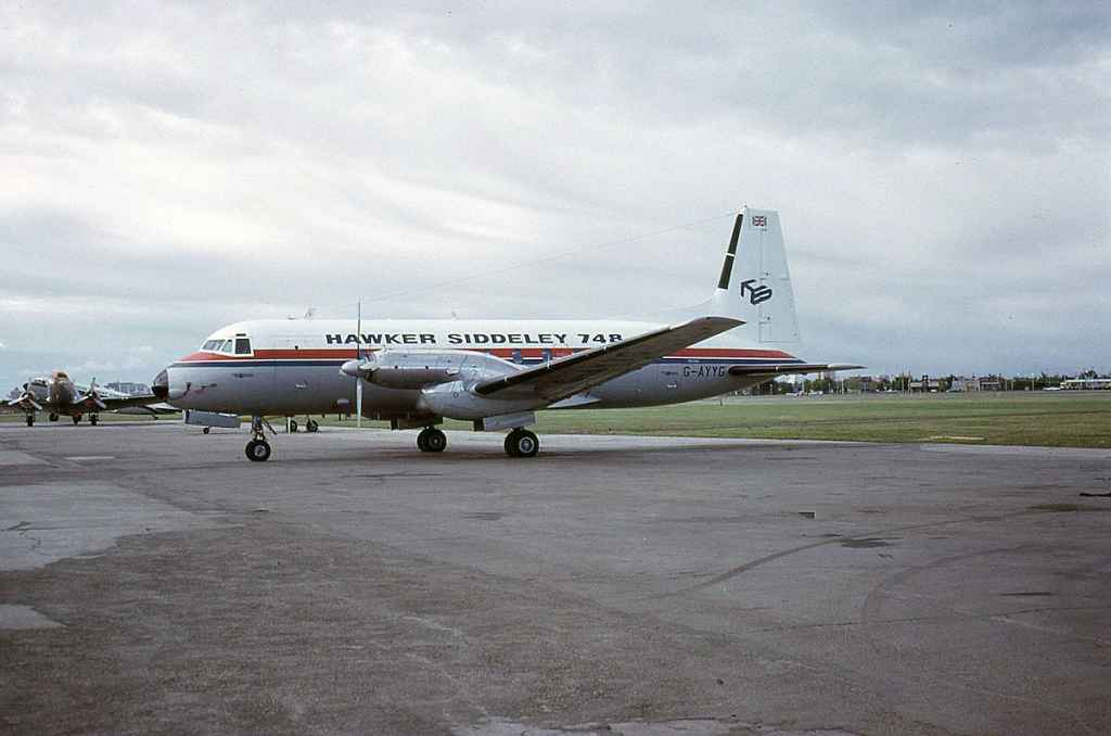 Hawker Siddeley HS748 demonstrator G-AYYG at Edmonton Municipal Airport September 1972.