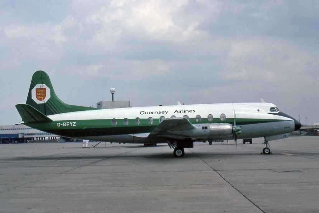 Guernsey Airlines Vickers Viscount 700 G-BFYZ at Cologne June 1979.