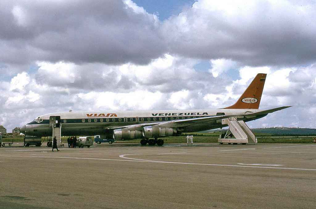 VIASA DC-8-53 YV-C-VID at Madrid April 1974.