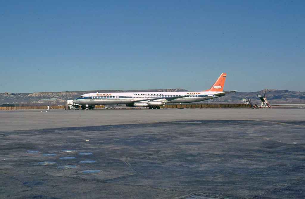 VIASA DC-8-63 YV-C-VIB at Madrid January 1973.