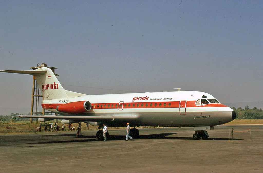 Garuda Indonesian Airways Fokker F28 PK-GJZ circa mid 1970s.