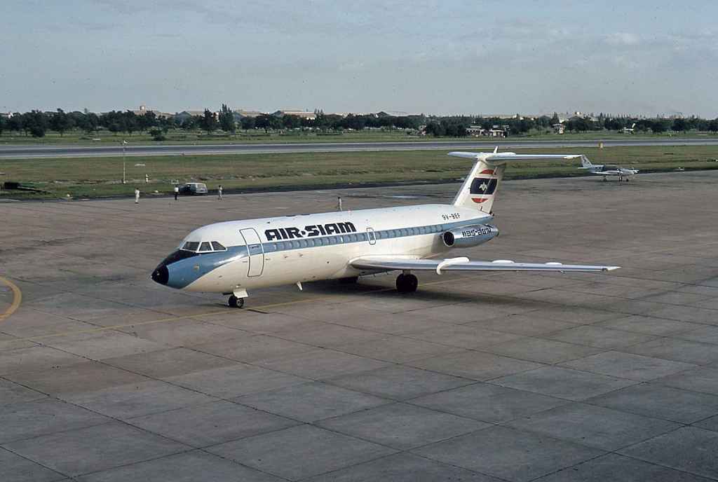 Air Siam BAC One Eleven 9V-BEF at Bangkok circa early 1970s.