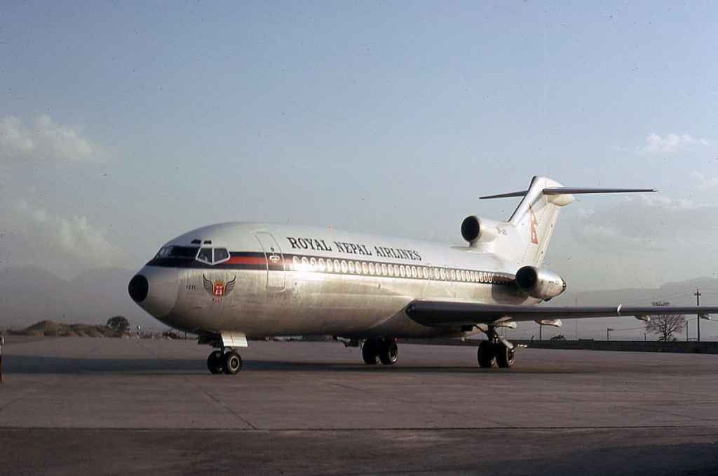 Royal Nepal Airlines 727-100 9N-ABD at Katmandu April 22, 1973.