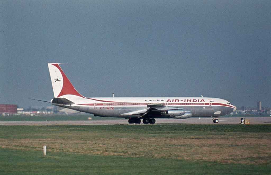 Air India 707 VT-DJK at London Heathrow circa early 1970s.